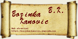 Božinka Kanović vizit kartica